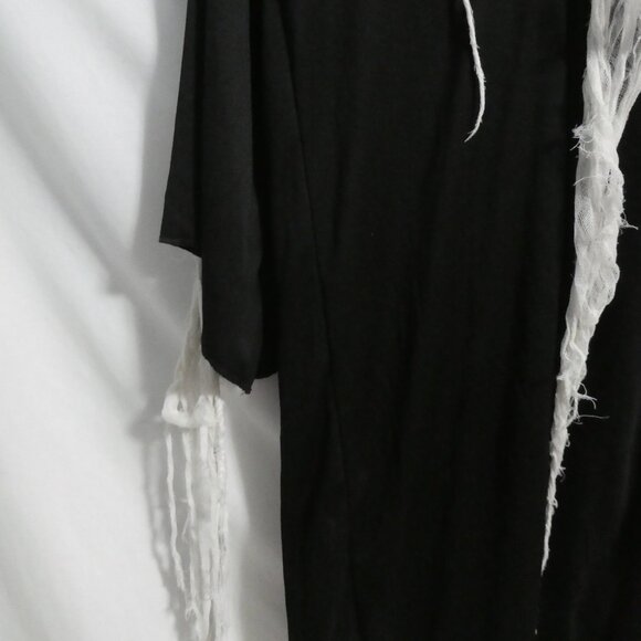 Black Skeleton Reaper Hooded Robe | large | Exposed Rib Cage | Dangling Webbing - Picture 14 of 16